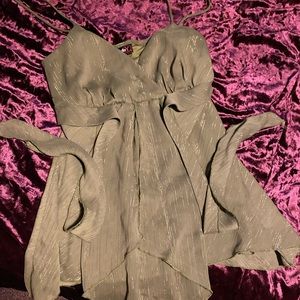 Cute fairy core top - shiny and green with lace ties